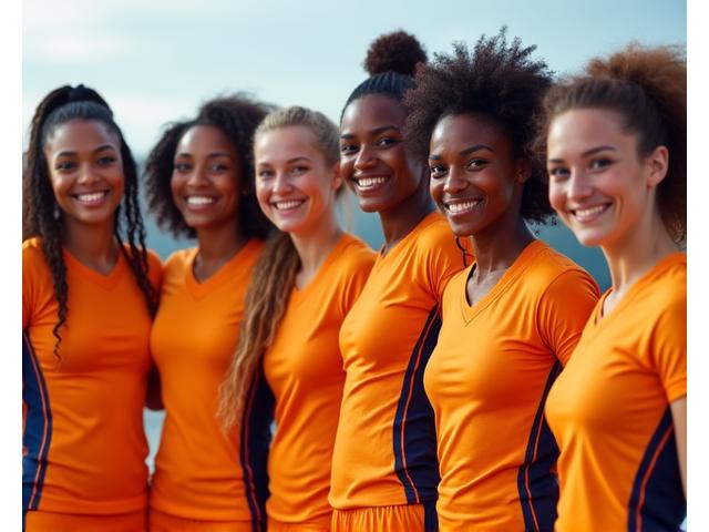 Équipe sportive portant des uniformes personnalisés